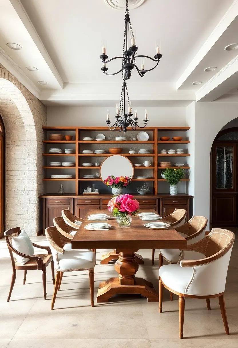 Opt for open shelving to display beautiful dishes, glassware, and floral arrangements