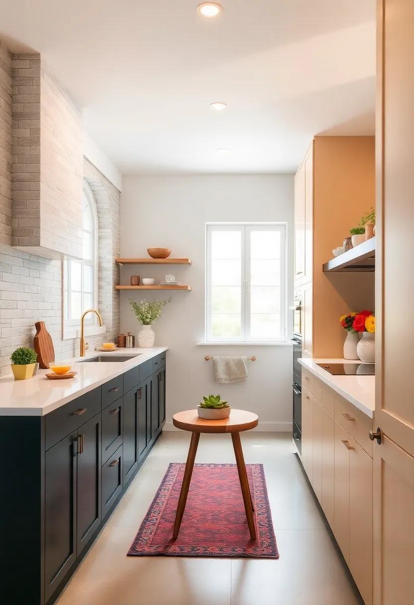 Dual-tone Delight: Learn how contrasting cabinetry colors can add depth and visual interest to your galley kitchen without overwhelming it