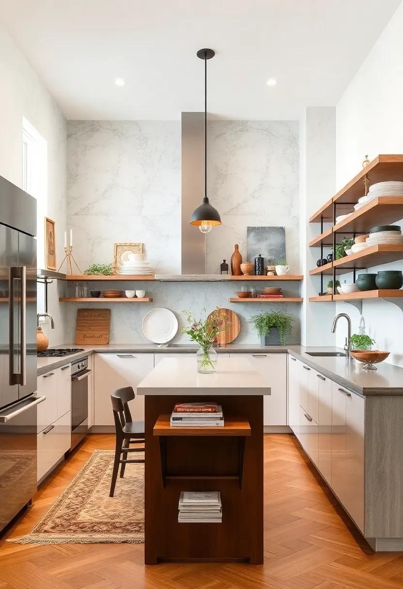 open Shelving Magic: Uncover the benefits of open shelving to maximize storage while showcasing stylish kitchenware and personal touches