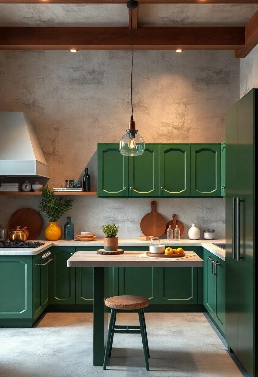 Vintage Revival: Incorporate retro-style green cabinets with rounded edges and soft-close features, blending nostalgia with contemporary functionality