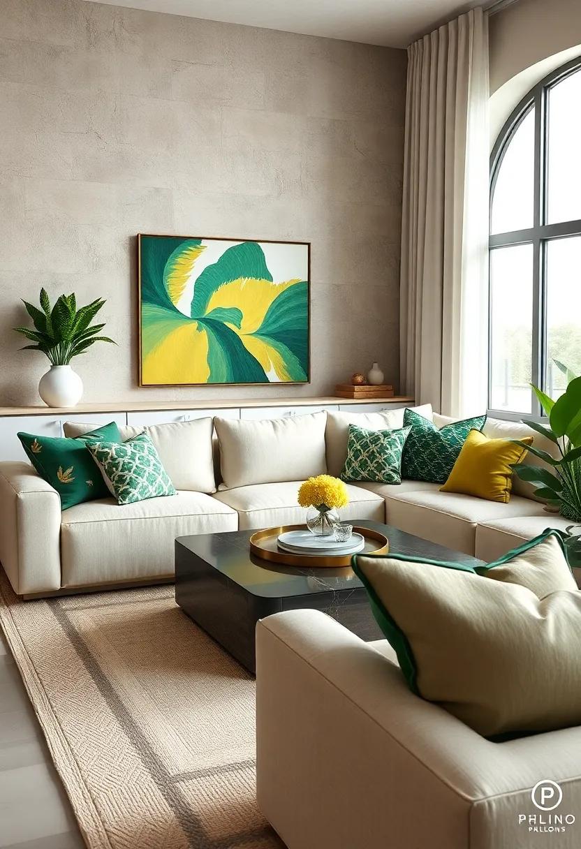 Green and Gold ‍Themed Throw ‍Pillows: Play with different patterns ‍and‌ textures ⁤in pillows ‌that‌ feature both​ colors,offering comfort and​ style at once