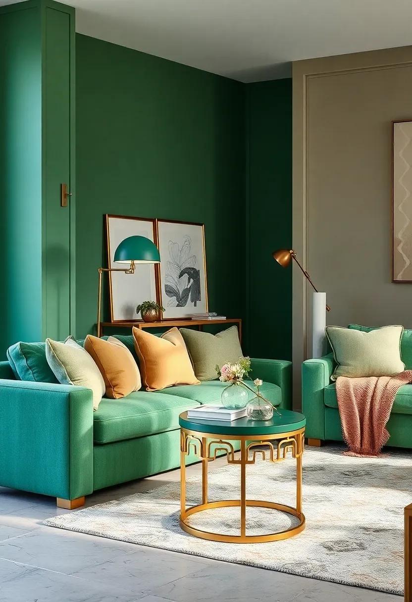 Gold and ‌Green⁣ Candle Holders: Opt for stylish ⁤candle holders that feature ⁤both ‍elements,‍ creating⁣ a warm glow‍ that enhances your living room's atmosphere