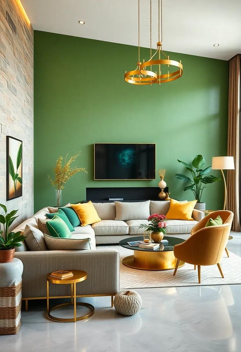 Golden Accents in Lighting: Opt for sleek gold ​light ​fixtures, such ⁤as pendant ‍lights or ​floor lamps, to‍ add ‍a ⁢warm glow‌ and a modern flair to your‍ living room