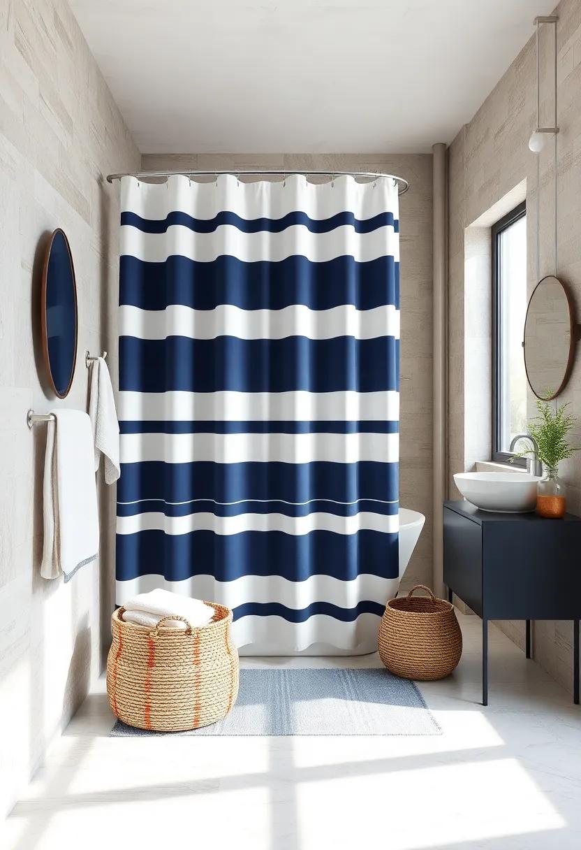 Nautical Nook: Stripes in navy and white evoke calm ocean vibes, perfect for beach house aesthetics or a refreshing retreat