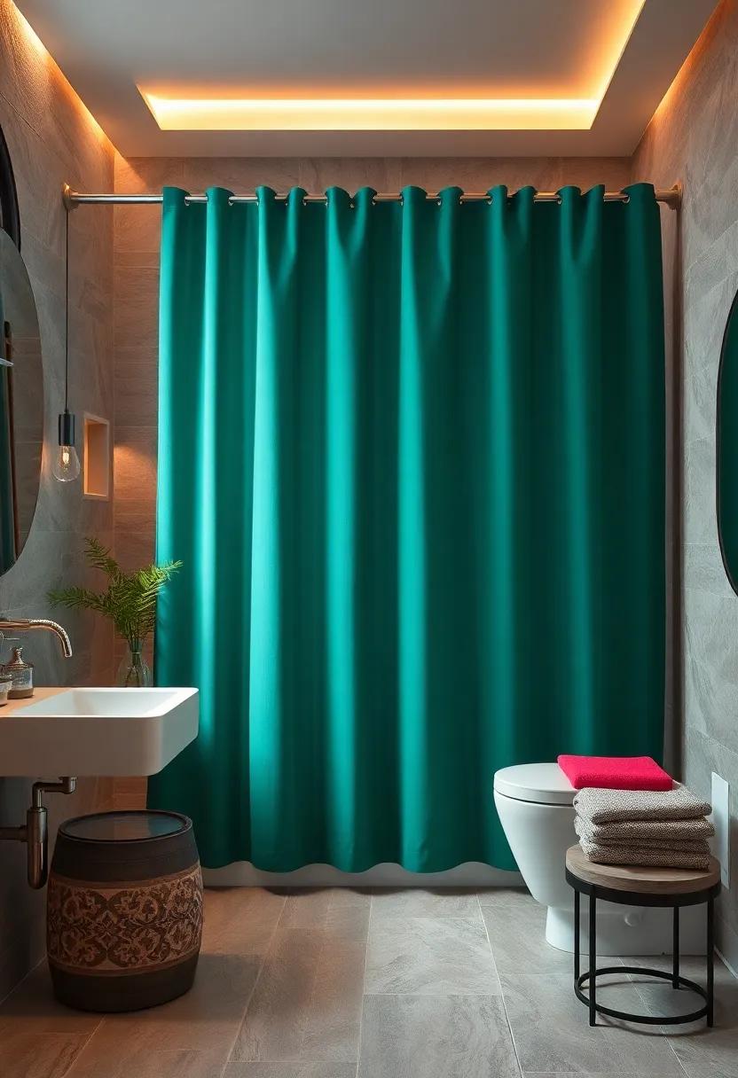Rich Jewel Tones: Deep colors like emerald green, sapphire blue, or ruby red add a regal touch, making your bathroom feel luxurious