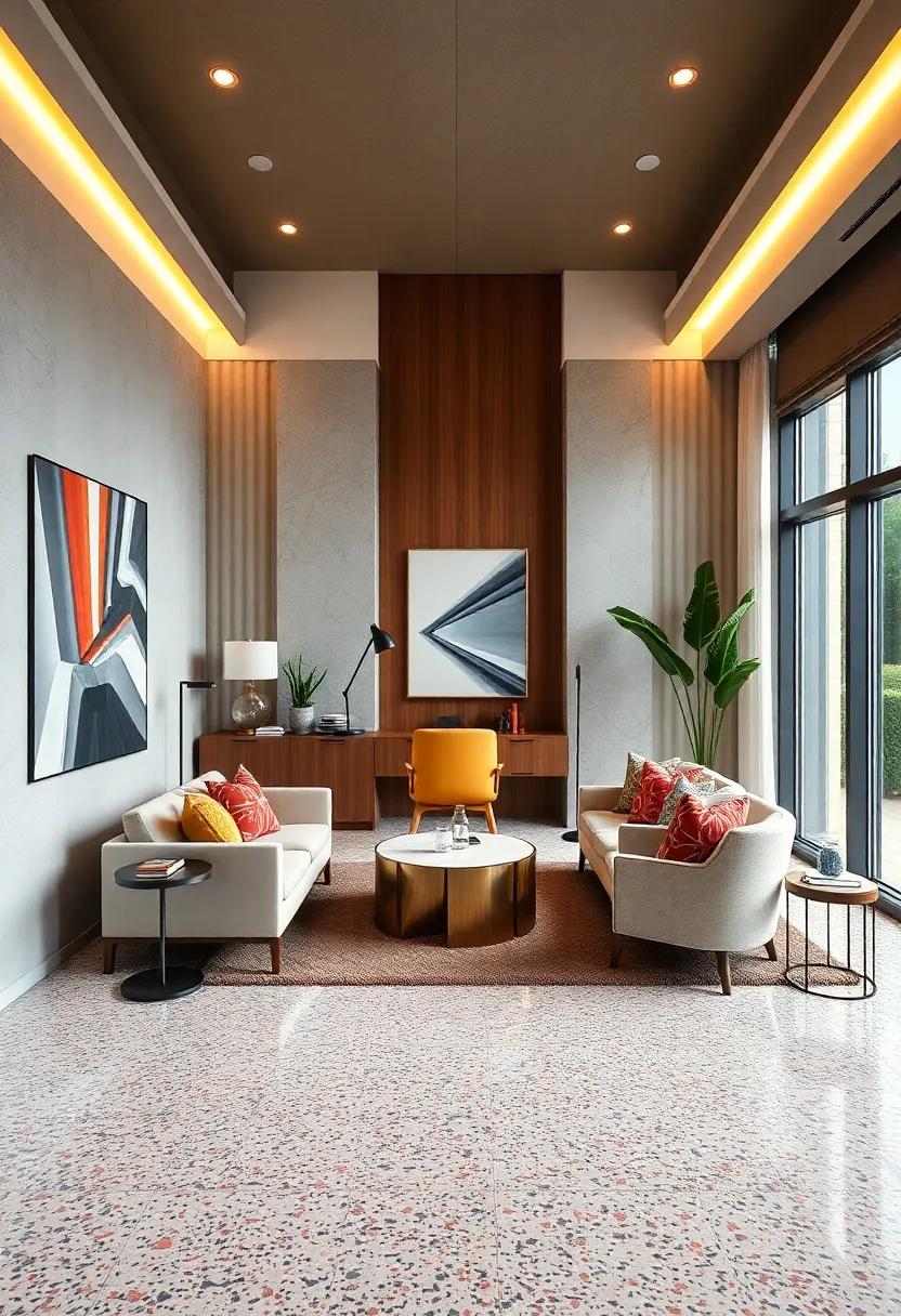 Embrace the Unexpected: consider using vibrant or unique color combinations in your terrazzo flooring to make a bold statement in your home office