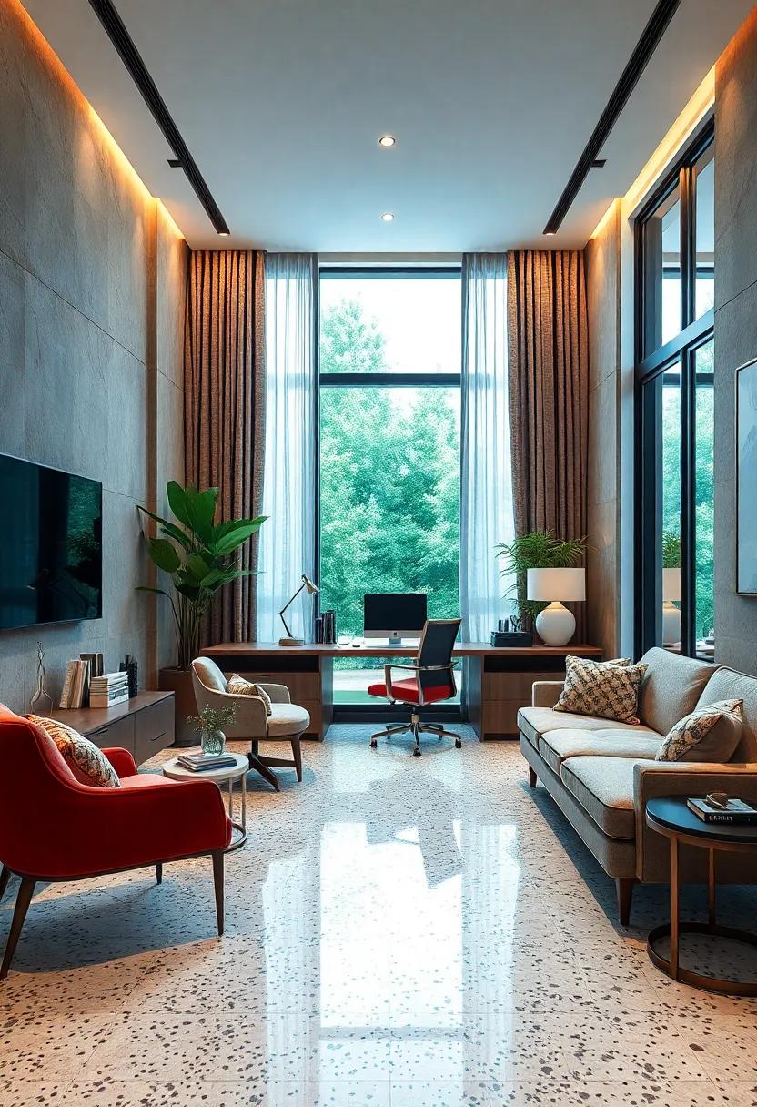 Add Stylish Rugs: Layer soft, plush rugs on top of terrazzo flooring to add warmth and texture while complementing your design aesthetic