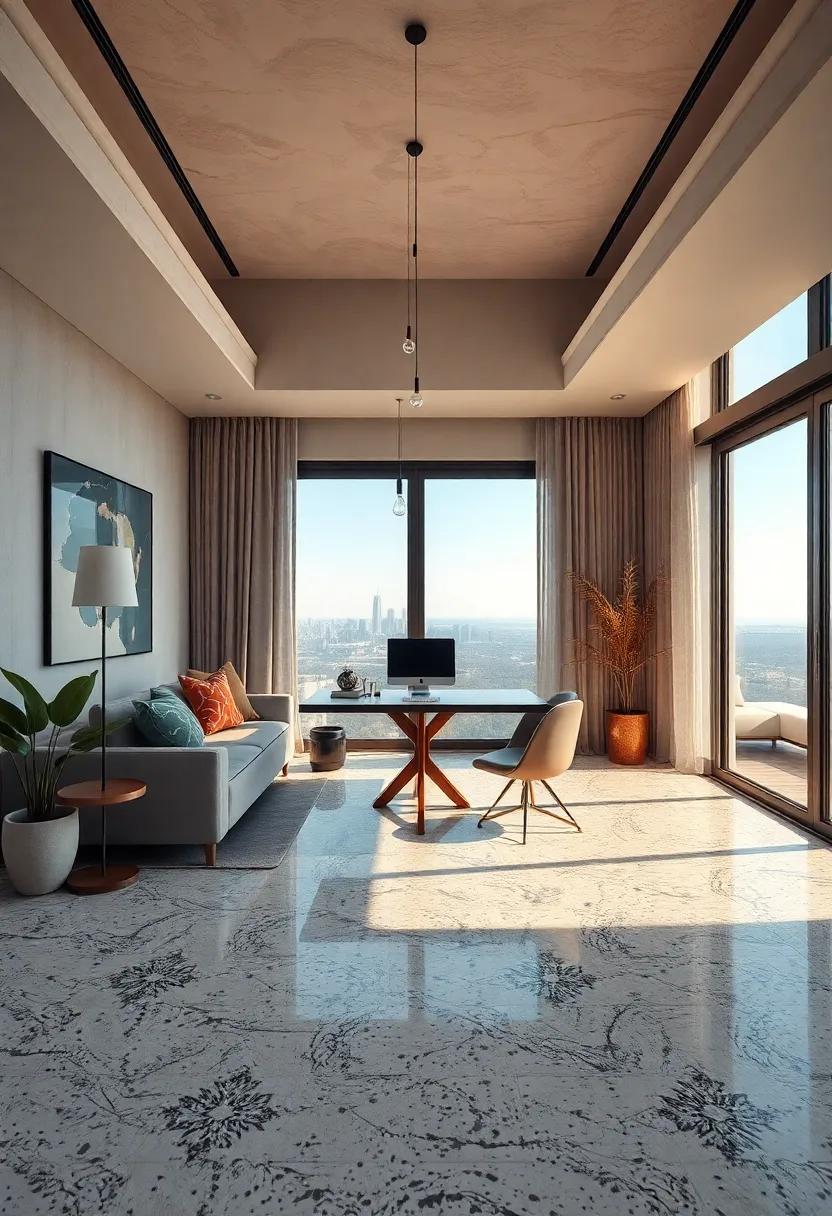 Create an Inspiring View: Position your desk to take advantage of inspiring views, enhancing both your mood and connection to your terrazzo flooring