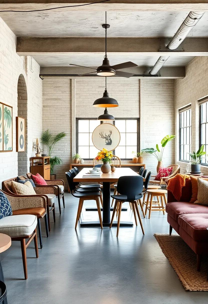 Eclectic Seating Options: ‍use a mix of ⁢vintage chairs and‌ modern stools around a communal table to invite creativity and conversation
