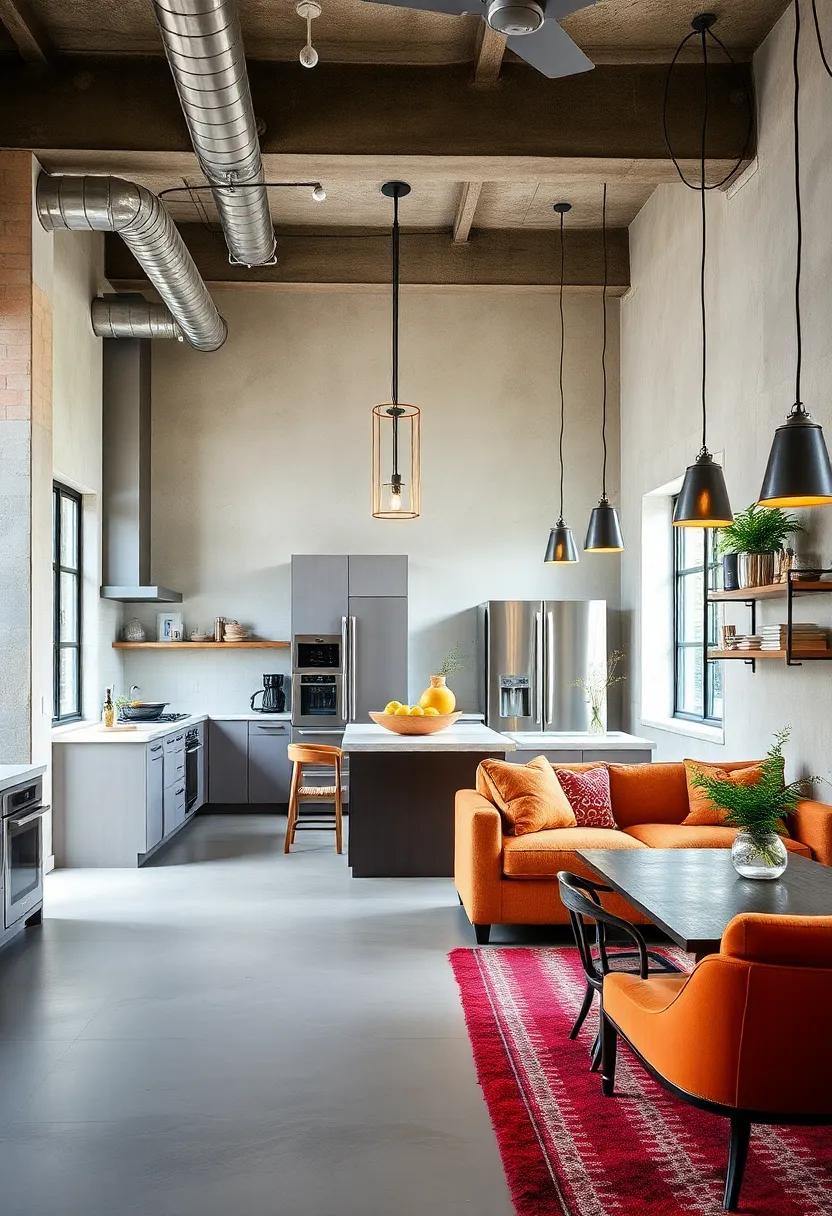 Industrial Kitchen⁤ Aesthetics: Incorporate stainless steel‌ appliances and⁢ open kitchen designs​ with metal fixtures for a cohesive look that ⁢reflects the industrial charm
