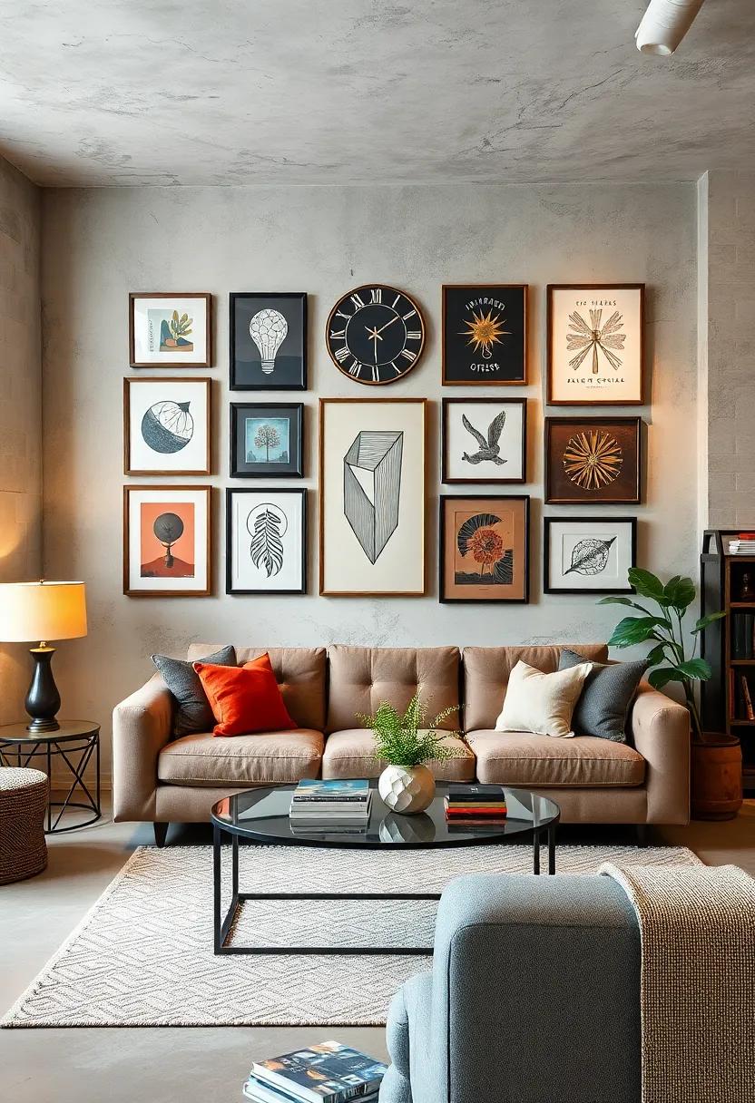 Industrial-Theme Gallery Wall: ⁤curate a gallery wall with framed‍ industrial prints, metal signage, and ‌eclectic art pieces that tell your story