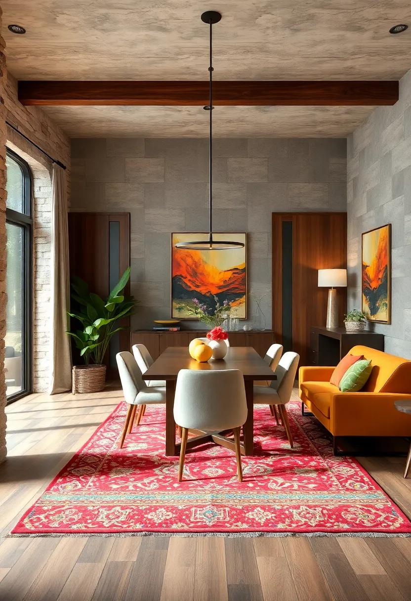 Add a Rug: A colorful or patterned area rug‍ can ground your dining room and add warmth to hardwood or tile ⁢floors