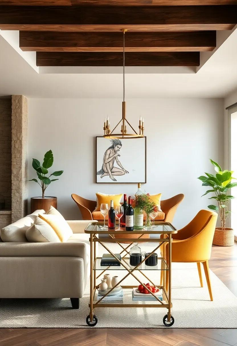 set Up‌ a ⁢bar Cart: ⁢Use ⁤a ​simple​ cart to display your favorite drinks and glassware, adding⁤ functionality and style to your space