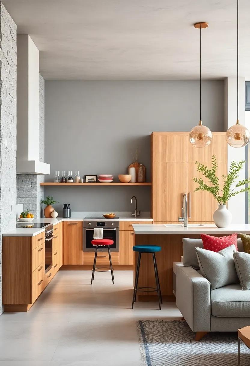 Use Textured Finishes: Consider a textured paint or wallpaper on light gray walls to add depth and interest alongside smooth oak cabinets