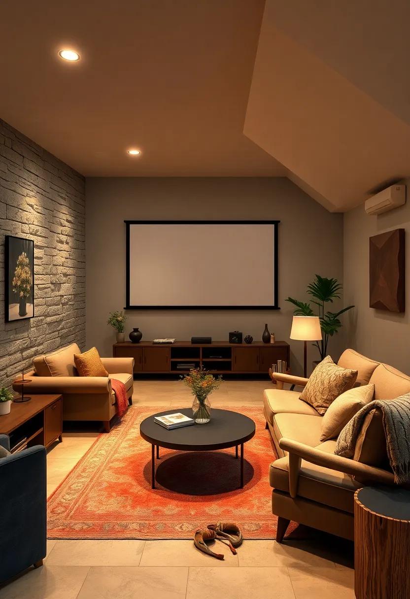 Cozy‌ Movie Night Setup: Equip the space with soft blankets, a projector screen,⁣ and a ⁢few comfy chairs for⁣ an intimate movie night atmosphere
