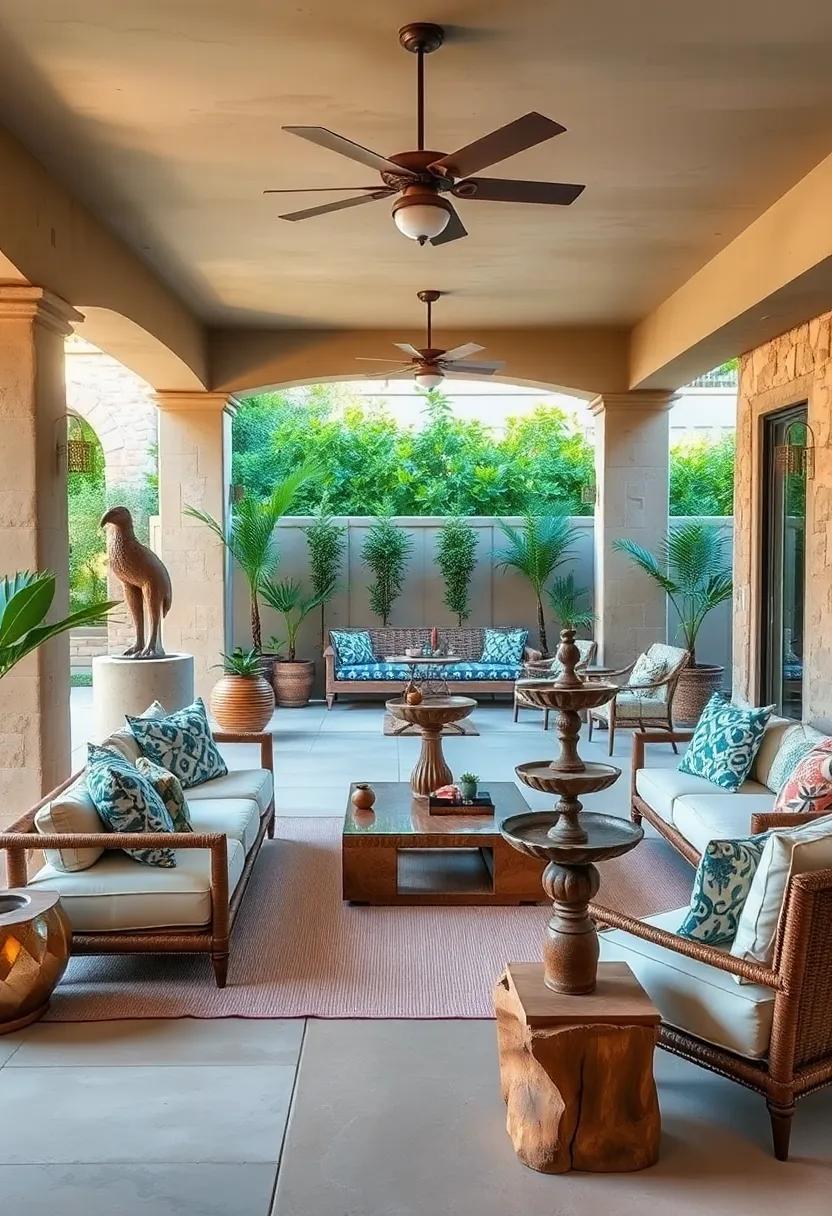 Artistic Centerpieces: Showcase large statement pieces such as sculptures or unique birdbaths to serve as captivating focal points