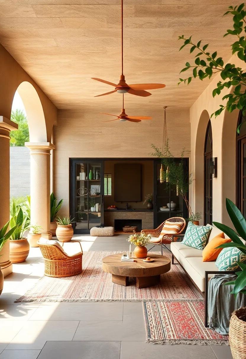 Earthy Color Palette: Opt for warm, earthy tones like terracotta, ochre, and deep greens to create a calming, grounded aesthetic