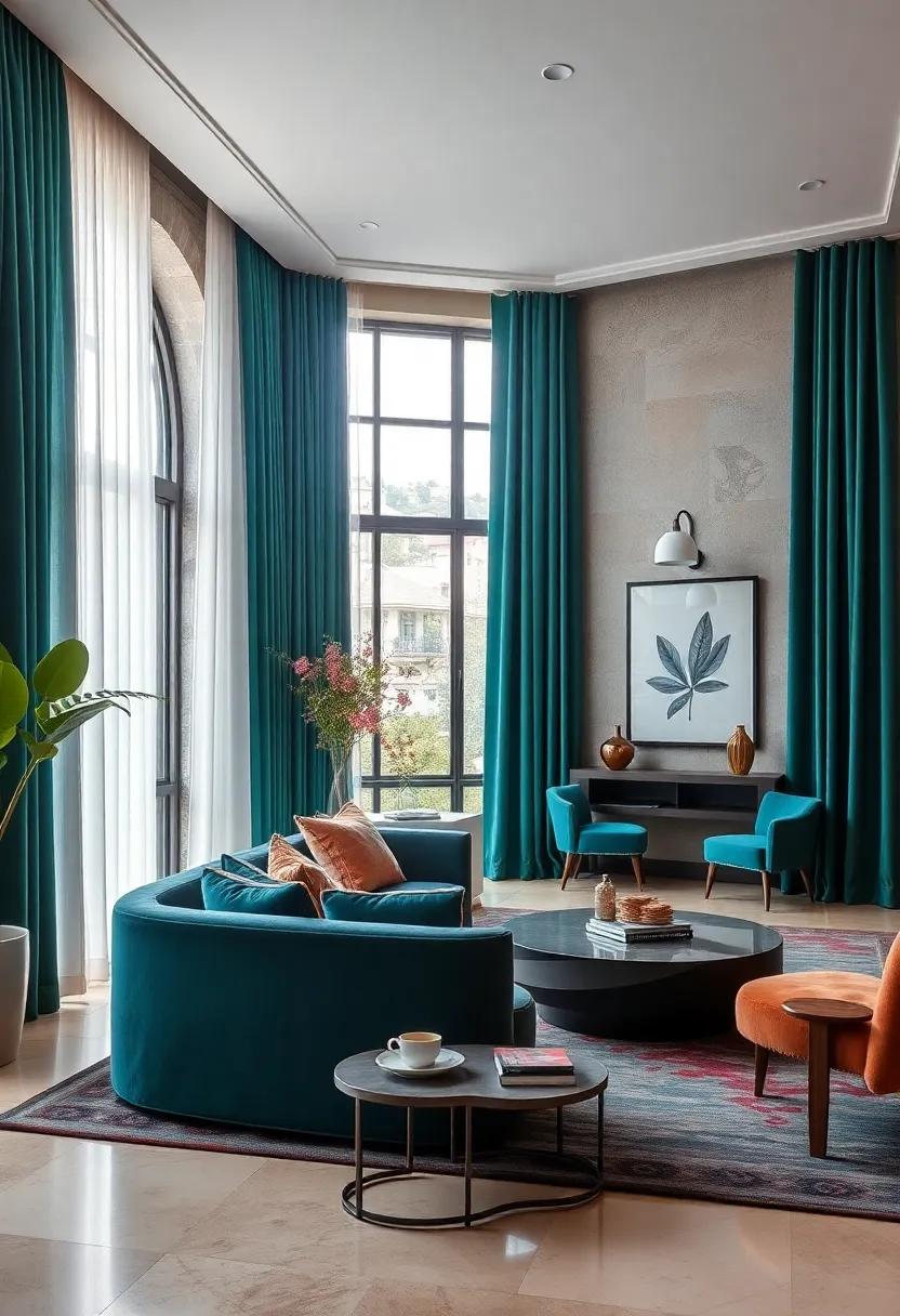 Luxurious Drapery: Opt for flowing velvet curtains in deep emerald⁤ or⁤ sapphire ‍to frame your ⁢windows, enhancing both light control⁢ and style