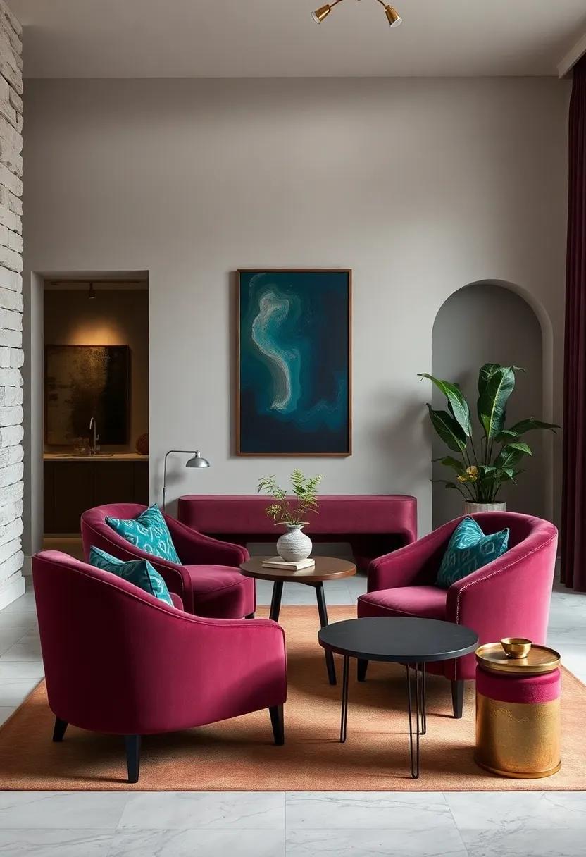 Rich Upholstered Chairs: Choose accent chairs in rich jewel ​tones for a sophisticated touch, making them perfect for cozy reading nooks or formal dining rooms