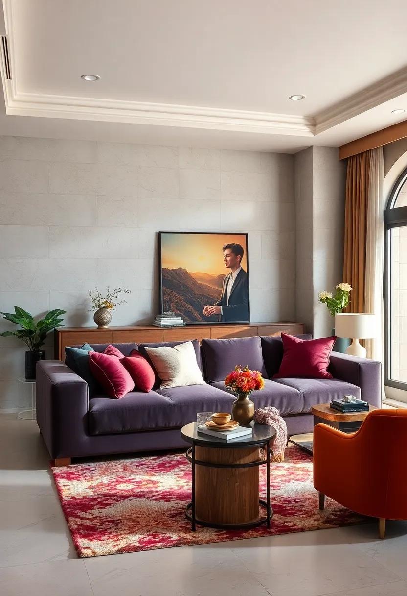 Transform Your Living Room: A jewel-toned velvet sofa as the centerpiece can create an opulent focal point⁣ that draws the eye and invites comfort