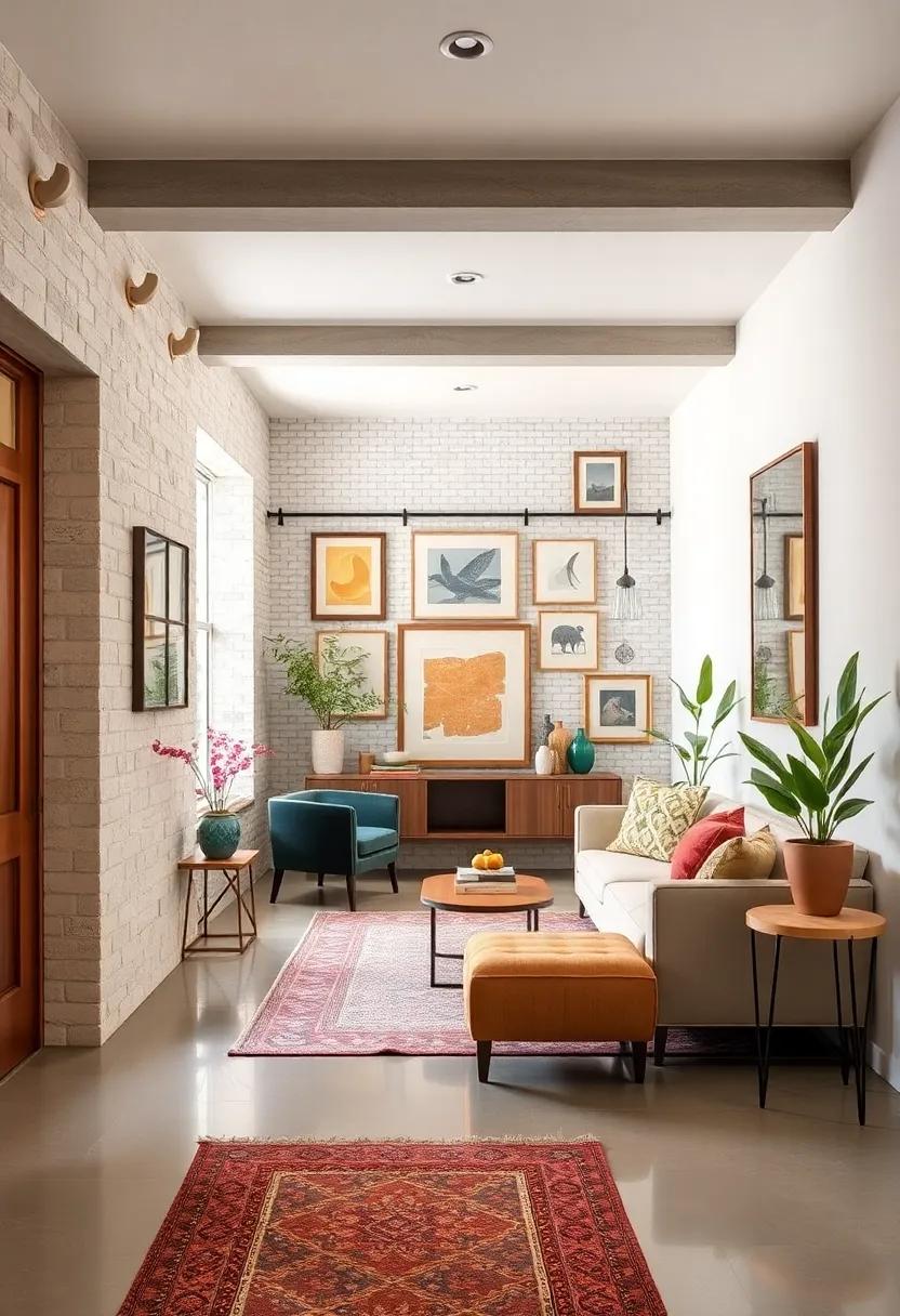 Gallery Wall Fusion: A‍ creative⁤ entryway adorned with a⁢ peg rail⁢ that ⁤doubles as a display‌ for⁤ framed art, mixing functionality⁣ with aesthetic appeal in a harmonious blend