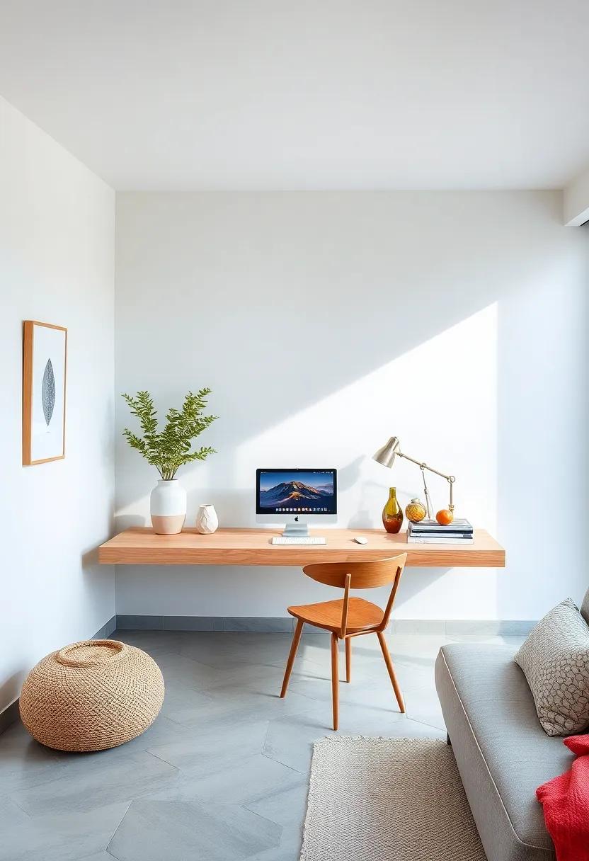 Capture a coastal vibe with a light, airy floating desk‍ adorned with‍ nautical elements, creating a refreshing workspace that​ encourages creativity and⁣ calm
