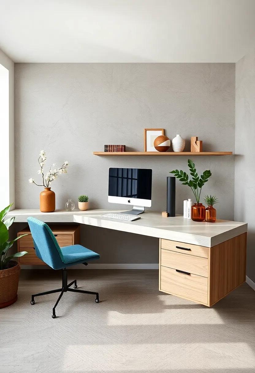 Achieve a modern ⁤aesthetic with a sleek black floating desk ​set against a crisp white ⁣wall,highlighted by stylish pendant lighting that elevates functionality