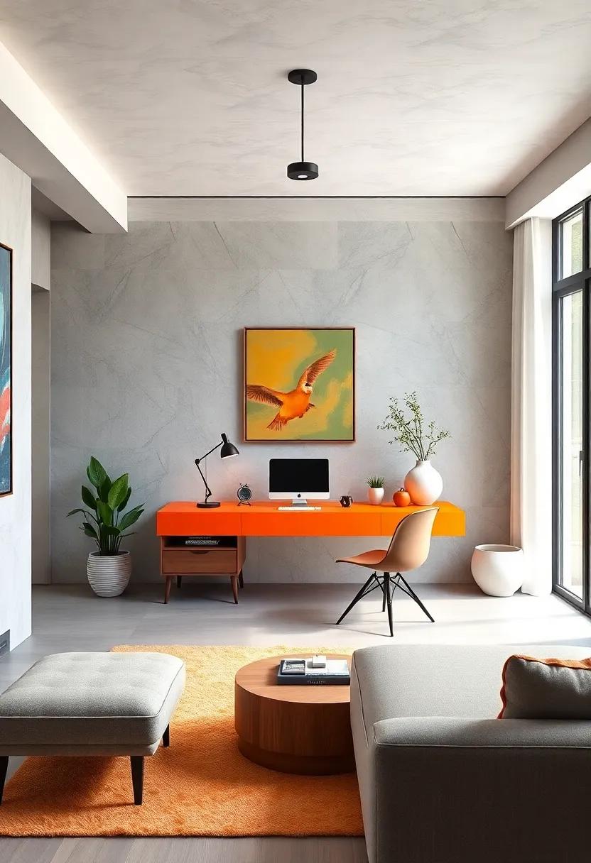 Unlock creativity in a home office⁤ adorned with a ‍bright,colorful floating desk; bold hues paired with minimalist design spark inspiration and ⁣energy