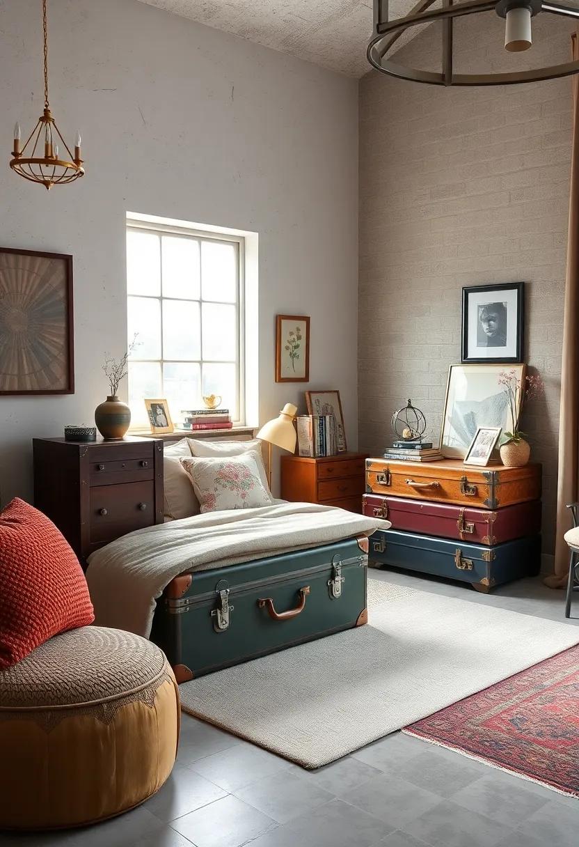 Repurpose Vintage ⁢Suitcases: Use ⁢old⁢ suitcases ‌as ‍stylish ⁣storage ​solutions or stacked nightstands to add personality to your​ space