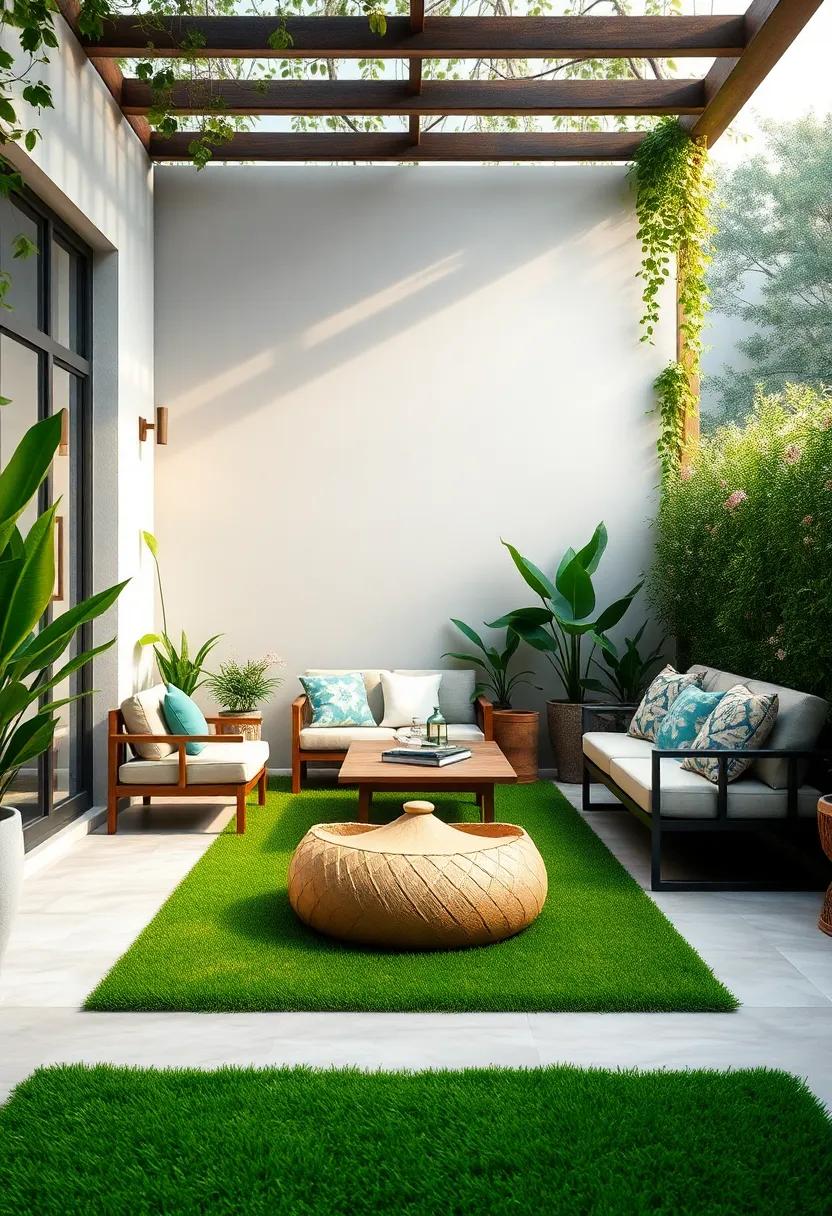 Create⁤ a serene⁢ meditation corner on your patio, lined with ‌soft turf⁣ and surrounded by greenery ⁢for a peaceful ‌escape from daily stresses