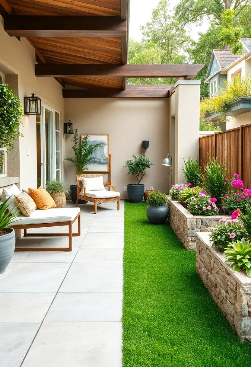 Create⁢ a stunning backdrop by installing raised ⁤flower beds along the patio’s edge, allowing⁢ vibrant ‍blooms to flourish against the vivid green grass