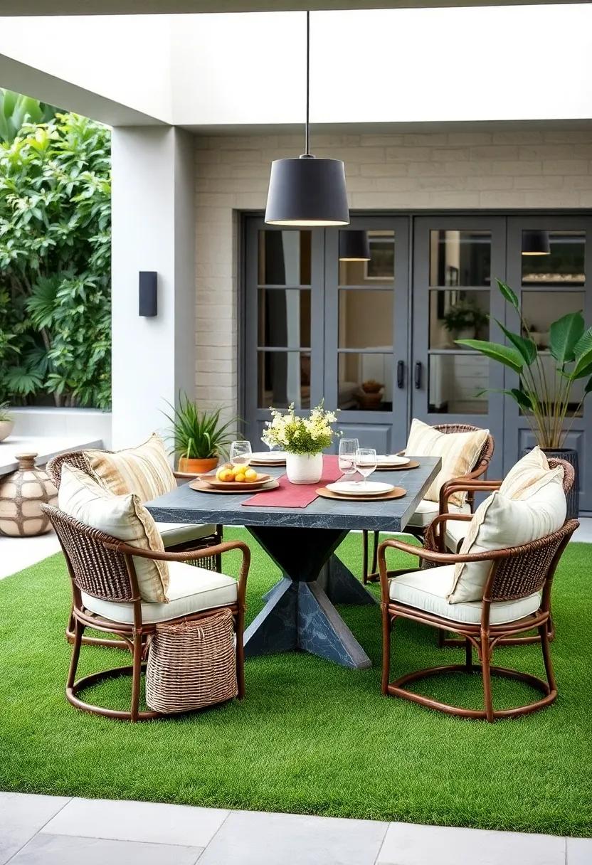 Enhance your‍ outdoor dining experience with a sturdy table set ‌on a plush lawn,where every meal feels like a​ picnic in paradise
