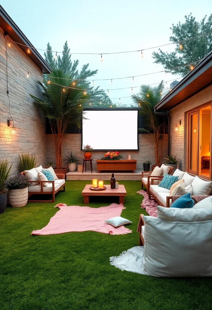 Host movie nights under the⁤ stars by setting up a projector on a ‍grassy lawn, complete with blankets and cushions for cozy seating