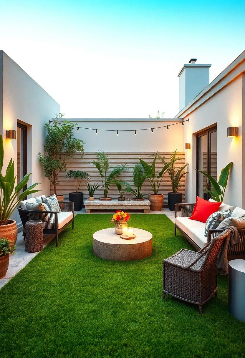 Utilize decorative stones or tile borders to ⁤outline‌ a grassy area, defining different‌ zones within your patio while keeping a serene central ⁣focus