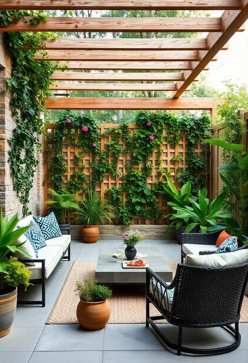 Install a​ Lattice Fence: Combine ⁤trellises with ⁢a lattice fence​ for a⁢ chic ​and effective privacy solution