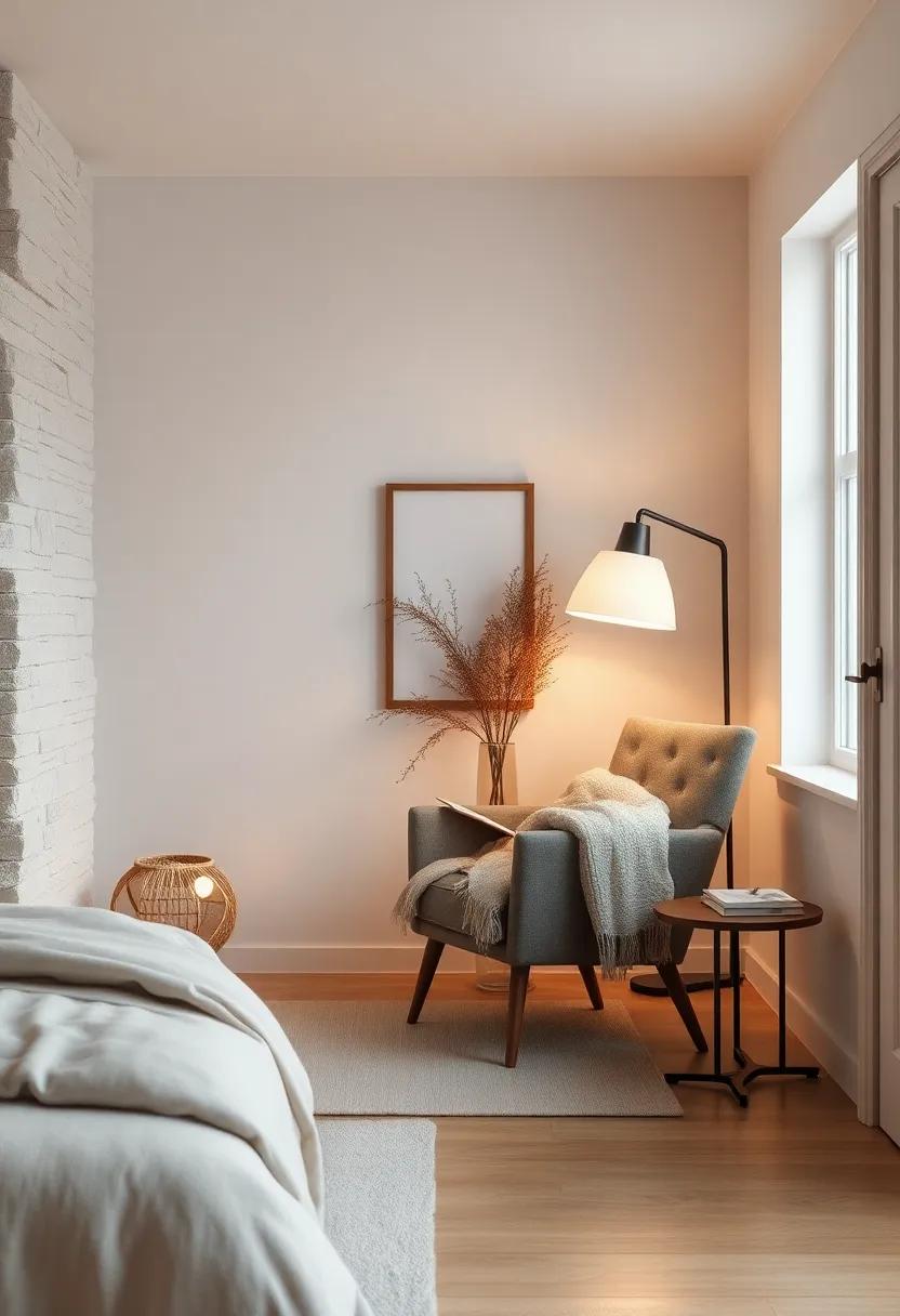 Cozy Reading​ Corner: Create a snug nook with a plush chair, a fluffy throw, and⁣ a statement lamp to encourage leisurely moments spent reading in a‍ softly lit environment