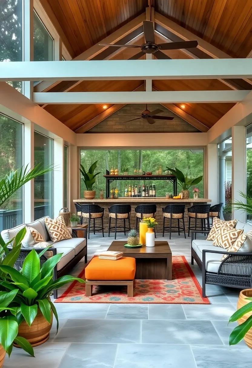 Kokomo's Cove: Featuring a comfy bar area and plenty of seating options, this screened porch is the ideal spot to unwind with friends⁣ over craft cocktails