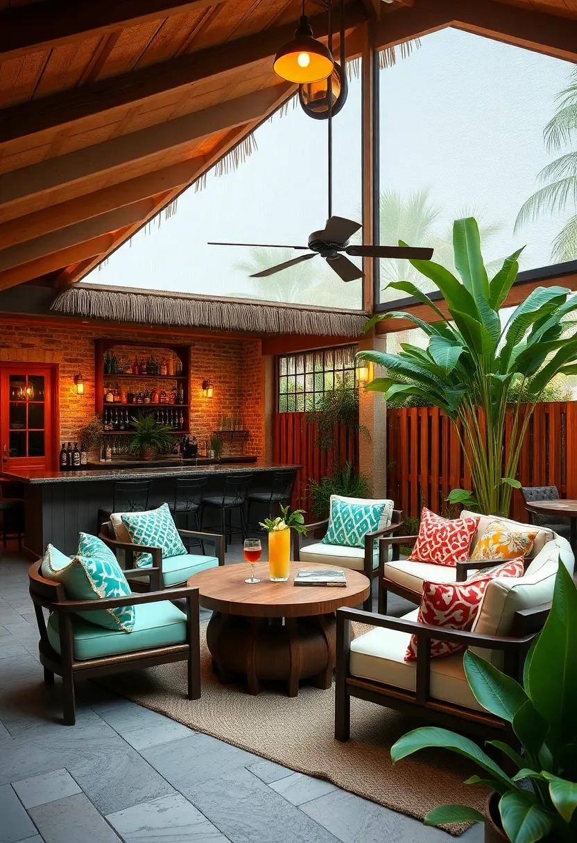 The ‌Tiki huddle: ⁢Vibrant colors and⁣ playful decor create a lively ⁤atmosphere at this bar, where guests can enjoy tropical drinks and flavorful bar bites