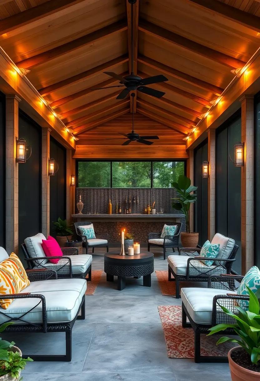 The Shady Spot: With cozy lounge chairs and a plush ambiance, this screened bar is the perfect place ​to ⁢enjoy fresh fruit daiquiris in peace