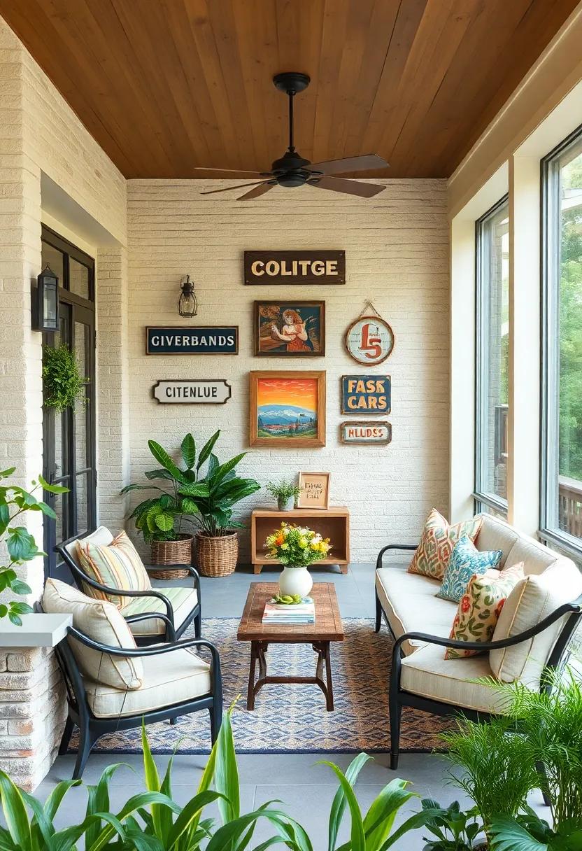Retro Metal Signage - Decorate the walls of your screened porch with quirky metal signs, embodying a blend of humor and nostalgia