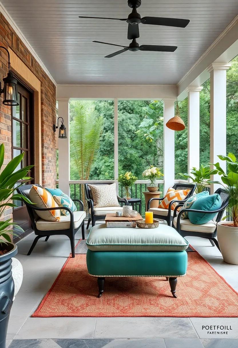 Retro Footstool - Finish off your setup with a retro footstool, offering comfort and a trendy vintage touch to your porch seating