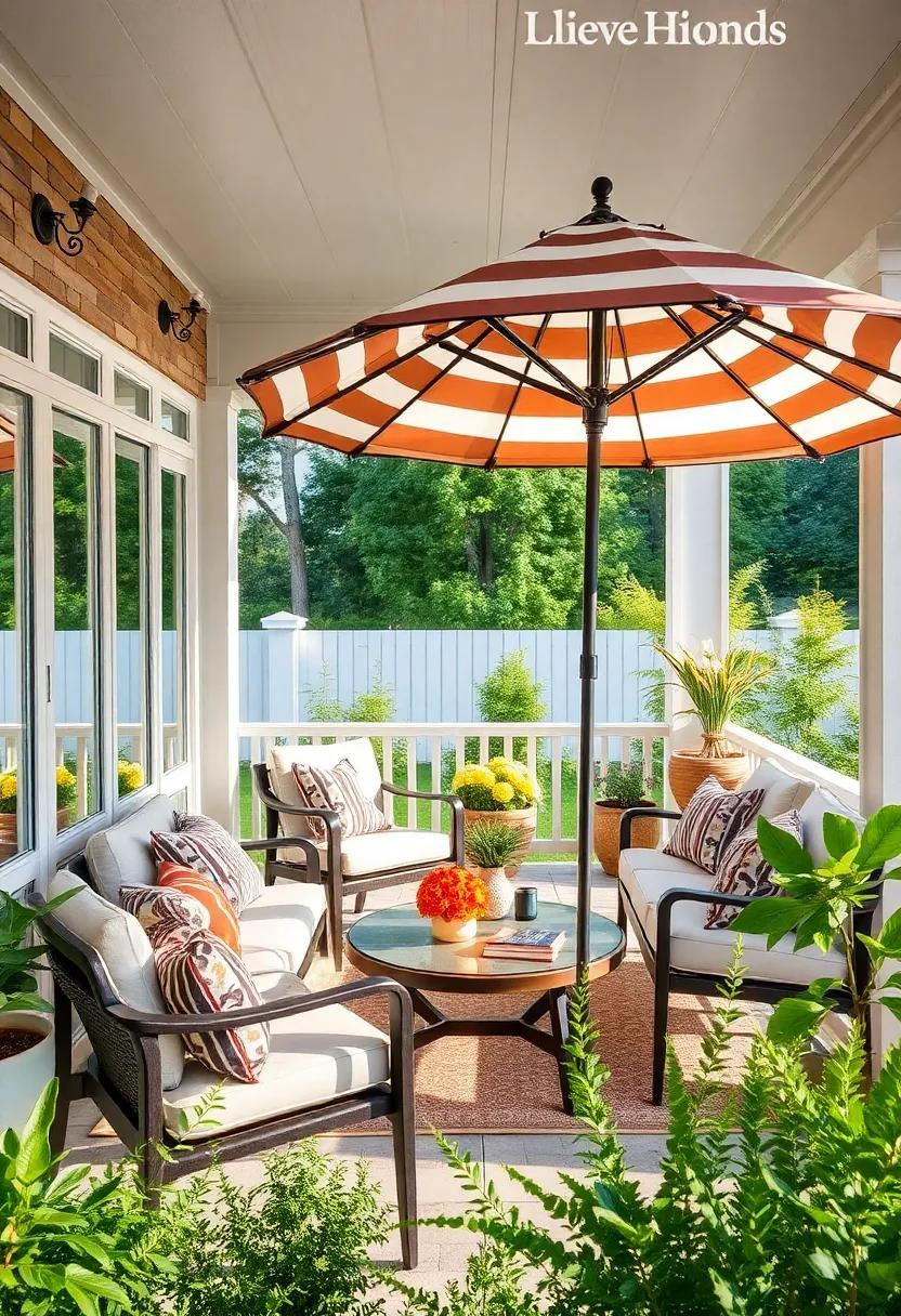 Striped Sunshade Umbrella - Shield yourself from the sun with a classic striped patio umbrella, blending style with functionality