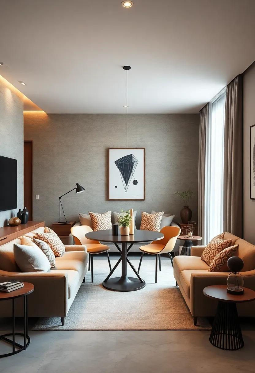 Use Stackable Chairs: Invest in stylish stackable chairs that can be tucked away after meals, freeing up space for other activities in the living room