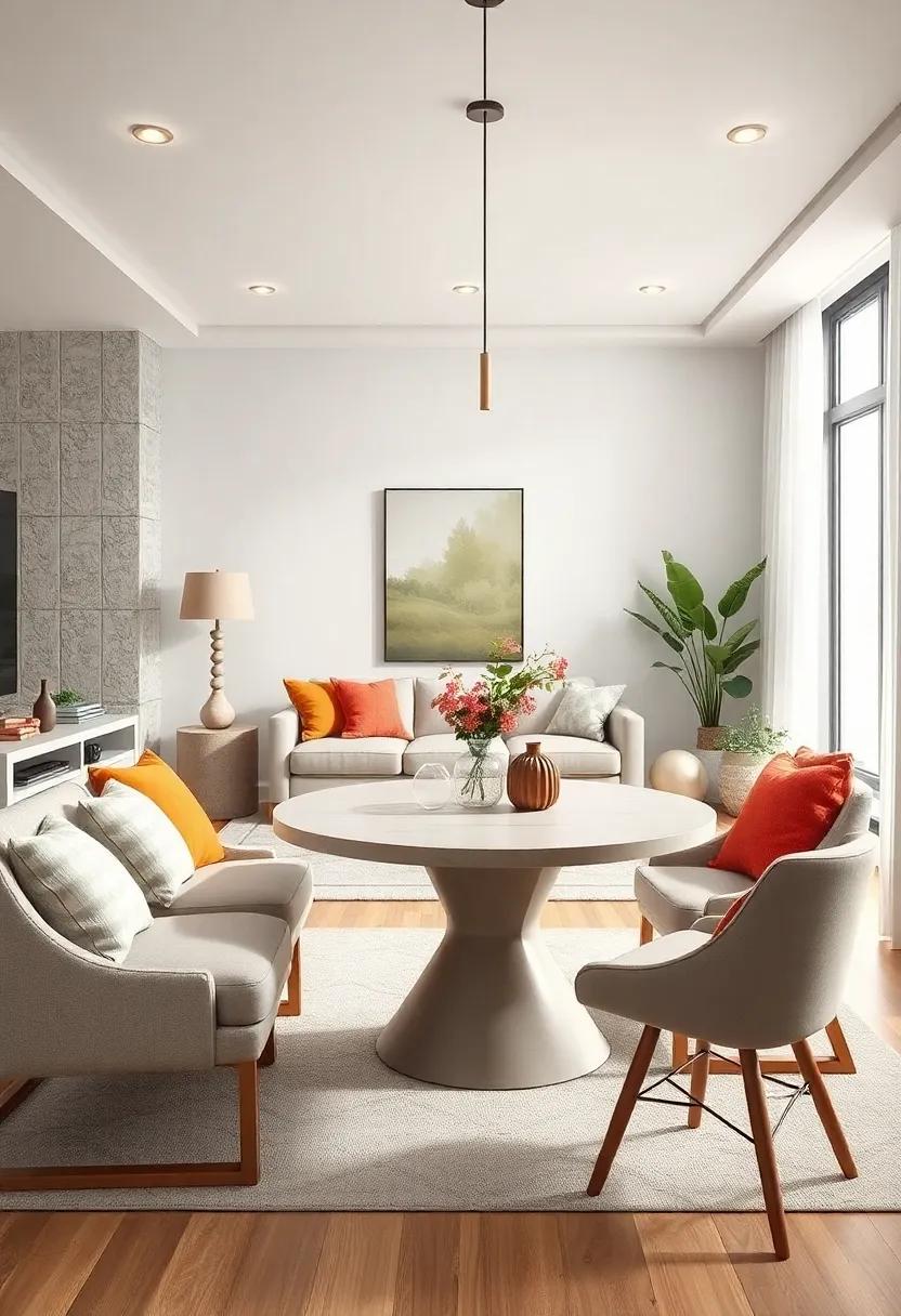 Use Light Colors: Select a light-colored table to visually open up the space and create an airy ambiance, perfect for small living areas