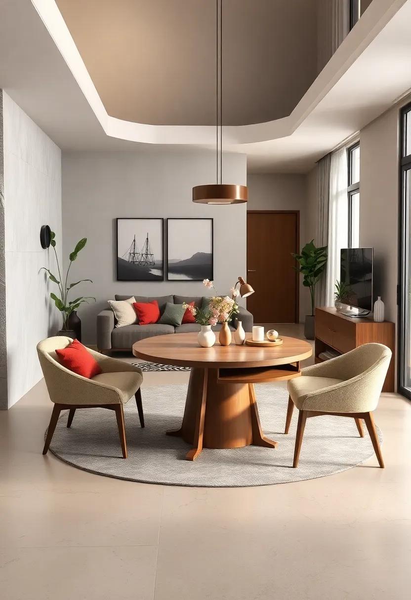Mix and Match Seating: Experiment with different styles of chairs around your round table for a playful, eclectic vibe that can add depth to your décor