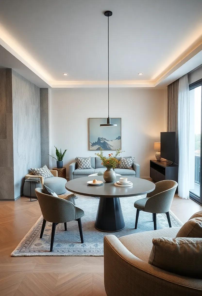 Keep It Minimal: Adopt a minimalist approach by selecting sleek, understated designs that won’t overwhelm your living room, creating a clean and modern look