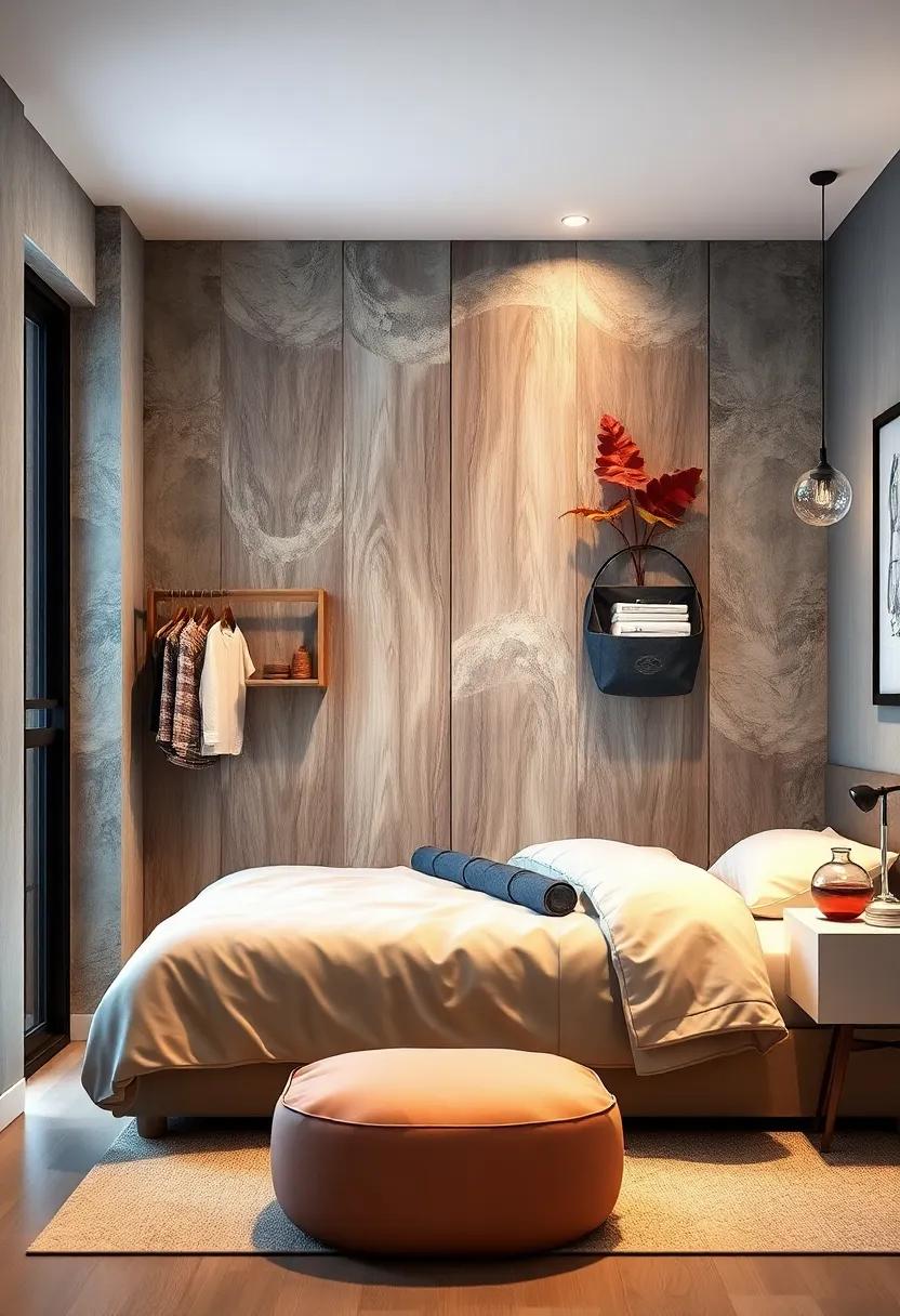 Utilize hanging organizers on the back of your bedroom door to free up floor space while keeping essentials within easy reach