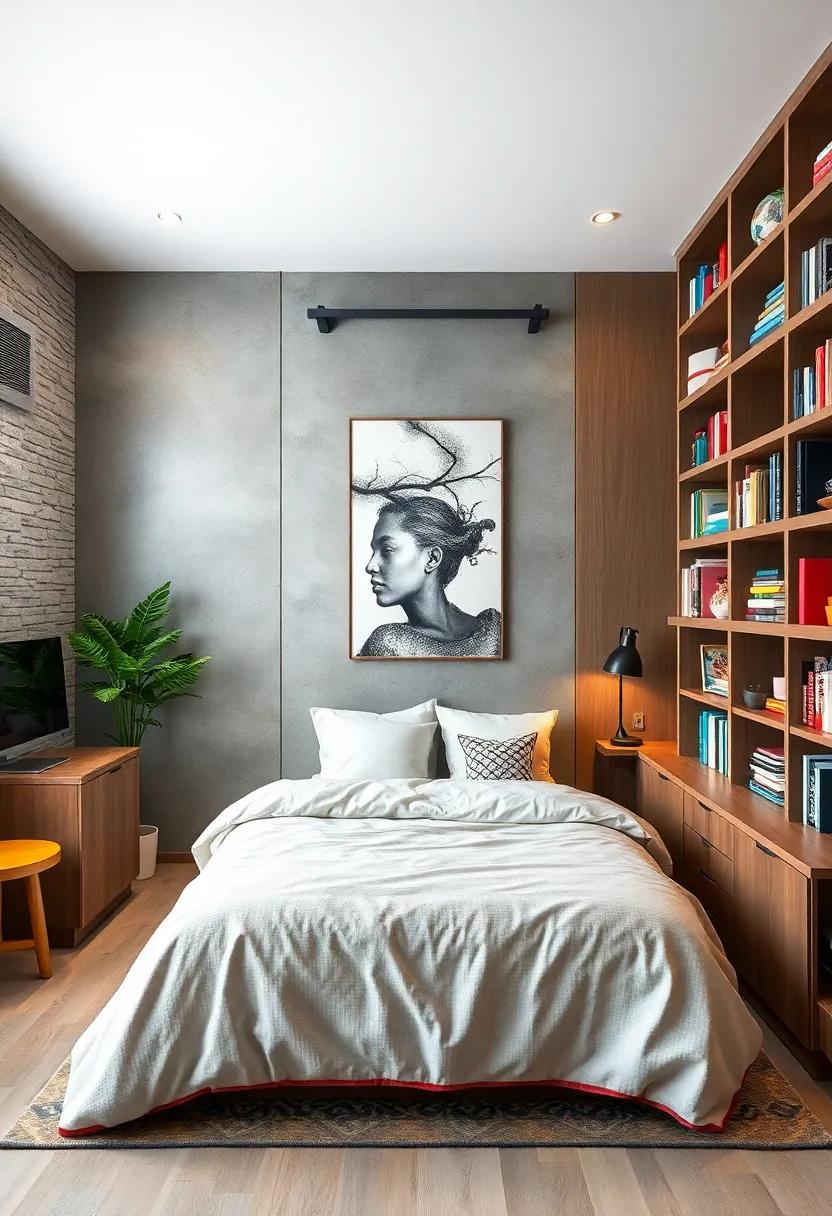 Embrace the versatility of built-in bookshelves that extend from floor to ceiling, combining storage and display space for your favorite items