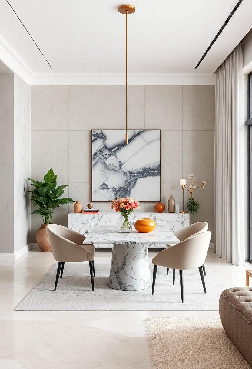 Utilize Marble Centerpieces to bring a modern yet classic vibe to your table​ setting