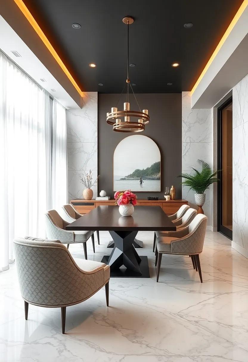 Introduce Marble Tiles in your‍ dining room’s design for⁣ a contemporary‌ look